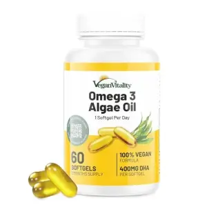 Vegan Vitality Omega 3 Algae Oil Supplement - 60 Plant Based SoftGels