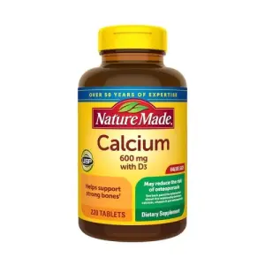 Nature Made Calcium 600mg with Vitamin D3 Dietary Supplement - 220 Tablets