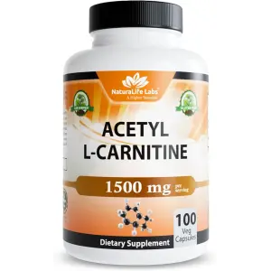 NaturaLife Labs Acetyl L-Carnitine 1500 mg 100 Veggie Capsules