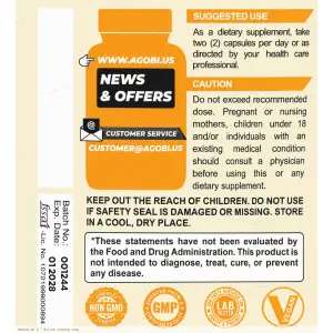 agobi Magnesium 4 in 1 120 Vegan Capsules label section 1
