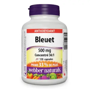 Webber Naturals Blueberry Plus 500mg with Bilberry 50mg 120 Veg Caps