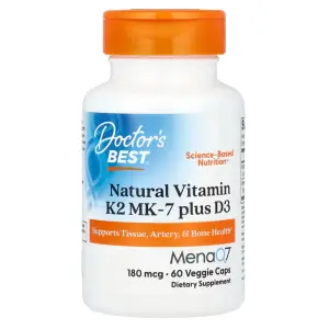 Doctor's Best Natural Vitamin K2 MK-7 plus Vitamin D3 60 Veggie Caps