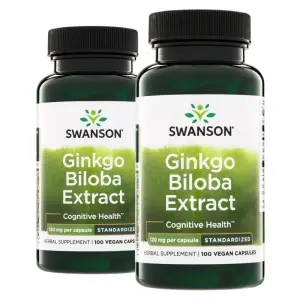 Ginkgo Biloba Extract - Standardized -  2 Pack (100 Vegan Caps)